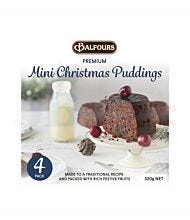 320G BALFOURS MINI CHRISTMAS PUDDING 4 PACK