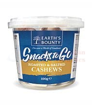 100G EARTH'S BOUNTY SNACKS TO GO ROASTED & SALTED CASHEWS