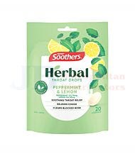 70G SOOTHERS HERBAL THROAT DROPS PEPPERMINT & LEMON