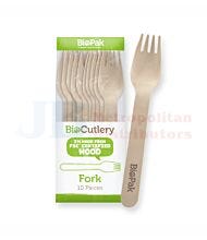 10PK BIOPAK WOOD FORK